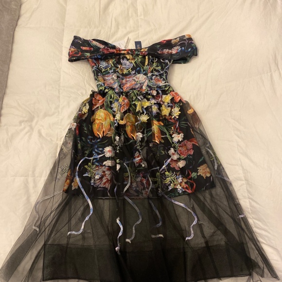 Marchesa notte embroidered midi tulle dress - Picture 2 of 10